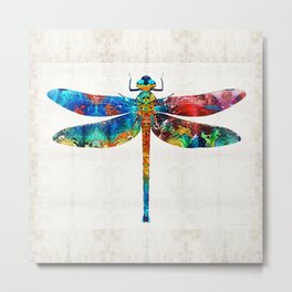 Colorful Dragonfly Art By Sharon Cummings Metal Print | Gardening, Cool, Bugs, Abstract, Meditation, Animal, Unique, Nursery, Painting, Dragonfly 