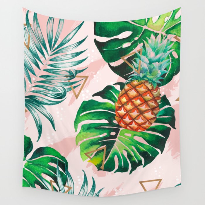 Pineapple plants and triangles Wall Tapestry