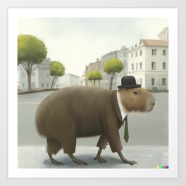 Anthropomorphic capybara in a suit Art Print