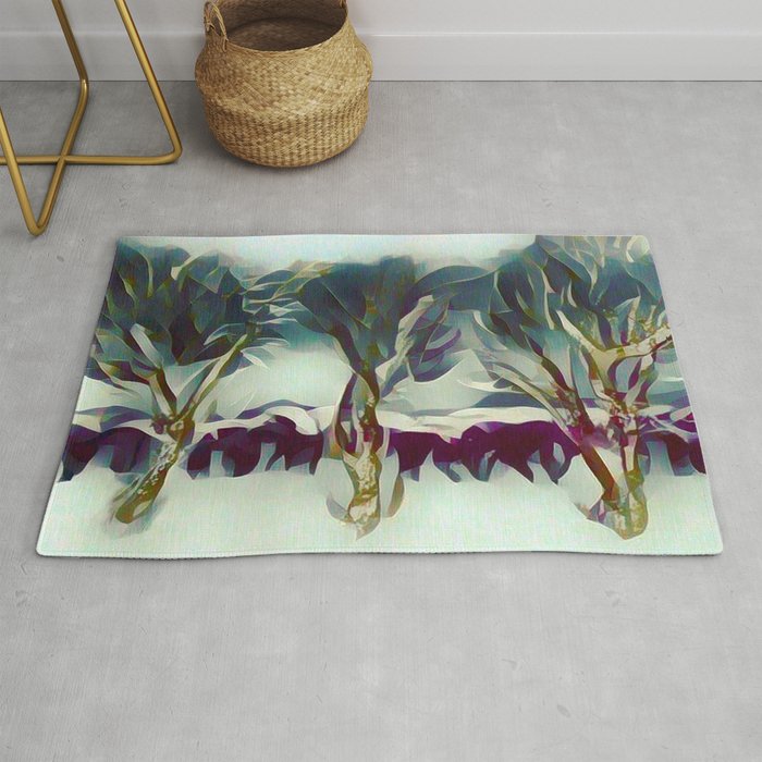 3 Winter Trees Deep Maroon Purple By Cheyanne Sexton Rug By Cheyannesexton