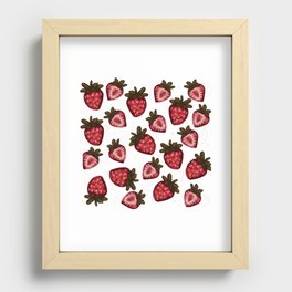 cute strawberry pattern Recessed Framed Print