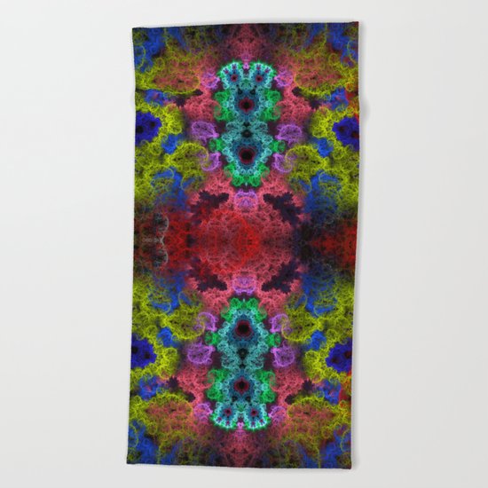 Groovy colourful scribble abstract Beach Towel