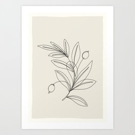 Line Olive Branch Art Print