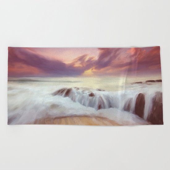 Sunset on the cliffs Beach Towel