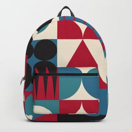 Funky neo geometry pattern vintage design with vibrant colors and simple shapes Backpack