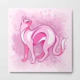 Pink Cat Mood Metal Print