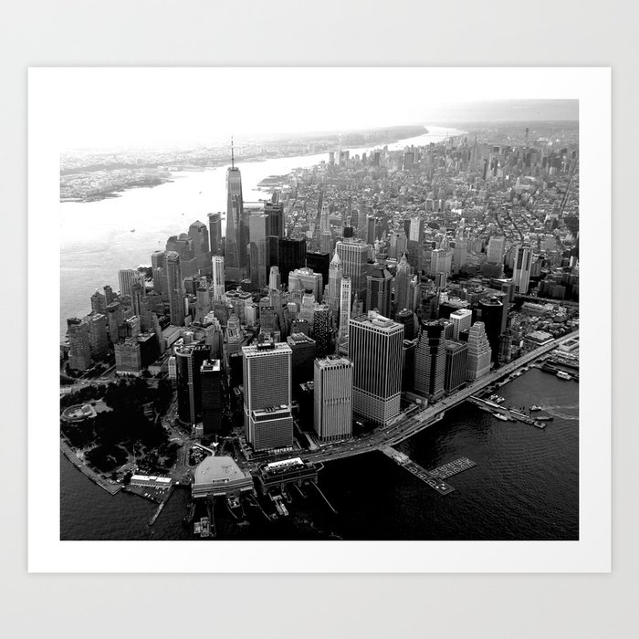 New York City Skyline Manhattan In Black White Art Print By