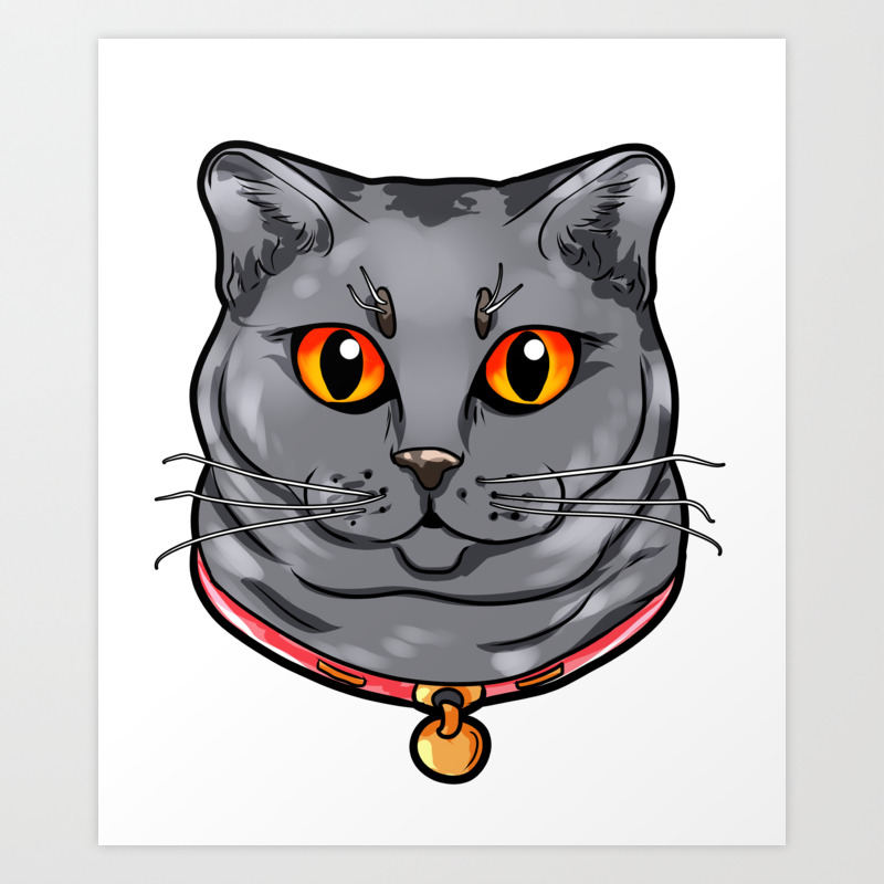 Chartreux Cat Kitty Cats Love Cartoon Gift Face Art Print By