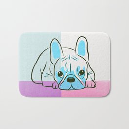 Frenchie risograph Bath Mat | Blue, Dogs, Pets, Frenchie, Pug, Pet, French, Curated, French Bulldog, Puppy 