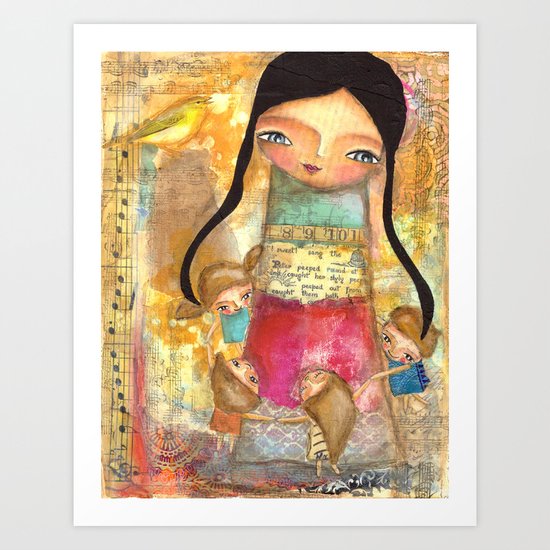 Music - teacher and children Art Print