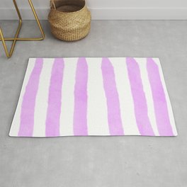 Watercolor Vertical Lines With White 32 Area & Throw Rug