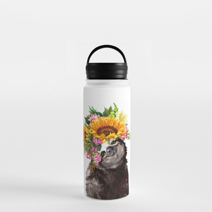 Sloth with Sunflower Crown Water Bottle