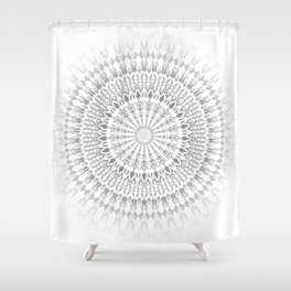Light Gray White Modern Mandala Shower Curtain