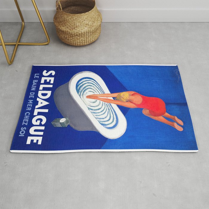 Vintage Bath Poster Seldalgue  Rug