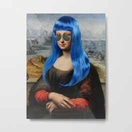 Millennial Mona (with the blue hair) Metal Print | Monalisa, Genz, Punkrocker, Girlsrule, Girlpower, Coolgirls, Humorous, Painting, Popart, Bluehair 