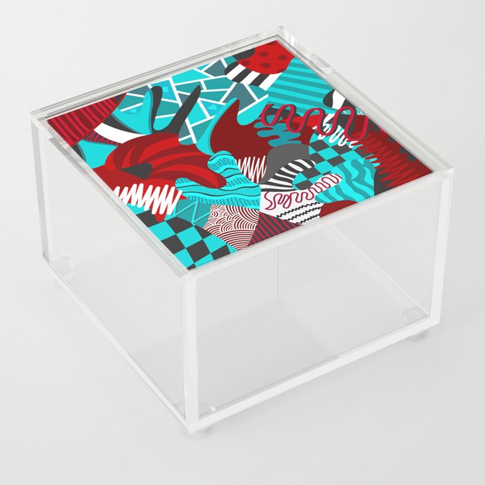 Abstract geometric colorful pattern with red and blue tones Acrylic Box