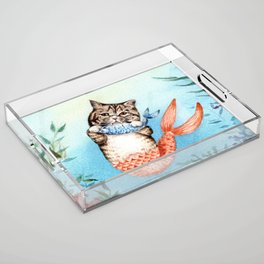 Cute Purrmaid Cat Mermaid Acrylic Tray