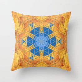 Mosaic Mandala Orange and Blue Throw Pillow