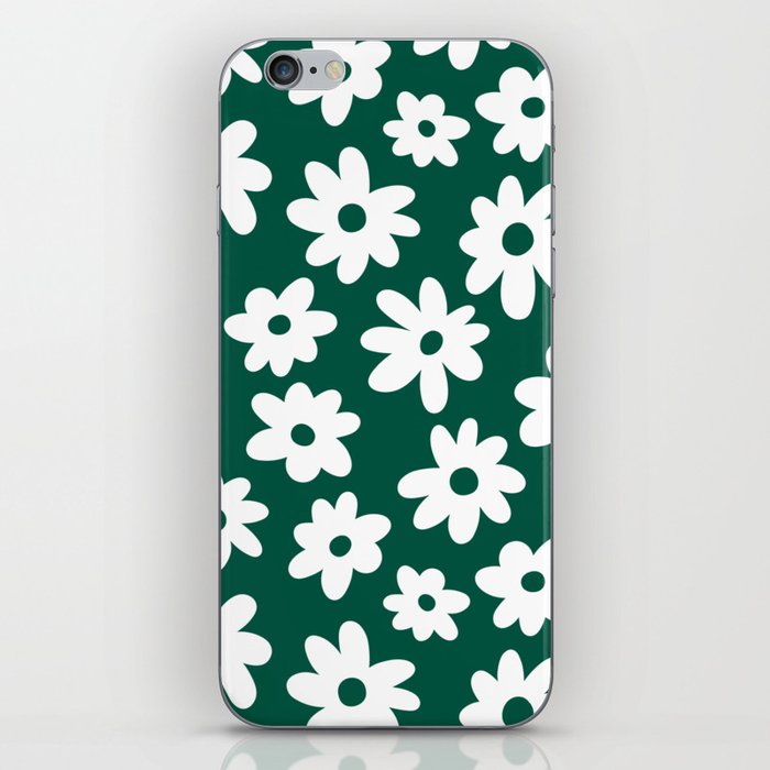 Daisy Flower Pattern (emerald green/white) iPhone Skin