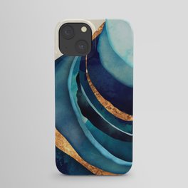 Abstract Blue with Gold iPhone Case