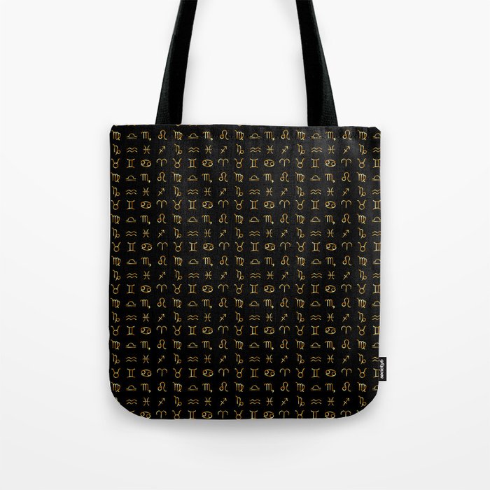 Zodiac constellations symbols in gold Tote Bag