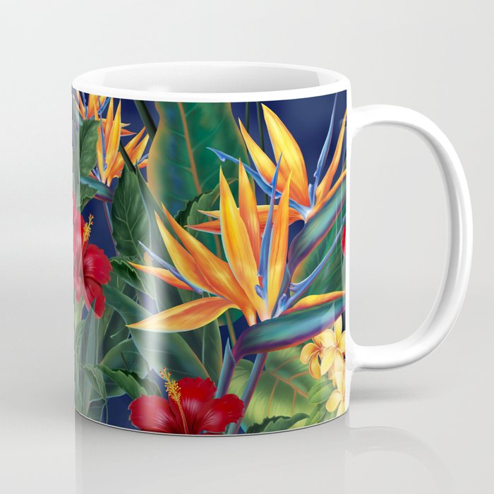 Tropical Paradise Hawaiian Floral Illustration Coffee Mug