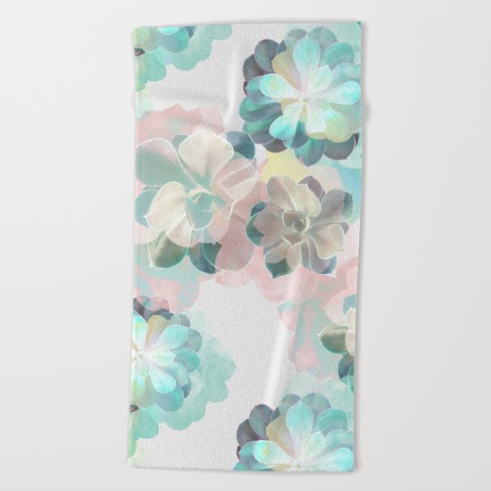 Succulent Pattern Beach Towel