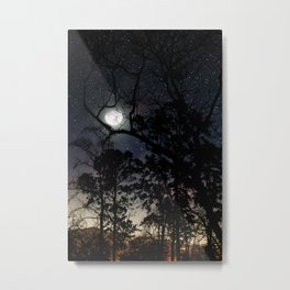 Dark Forest Metal Print | Pop Art, Nature, Landscape, Sky, Illustration, Trees, Photo, Stars, Forest, Moon 
