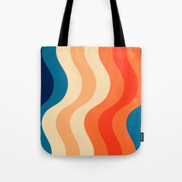 70's and 80's retro colors curving stripes Tote Bag