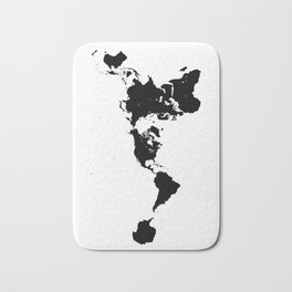 Dymaxion World Map (Fuller Projection Map) - Minimalist Black on White Bath Mat | World, Graphicdesign, Digital, Vector, Black and White, Dymaxion, Fuller, Illustration, Projection, Buckminster 