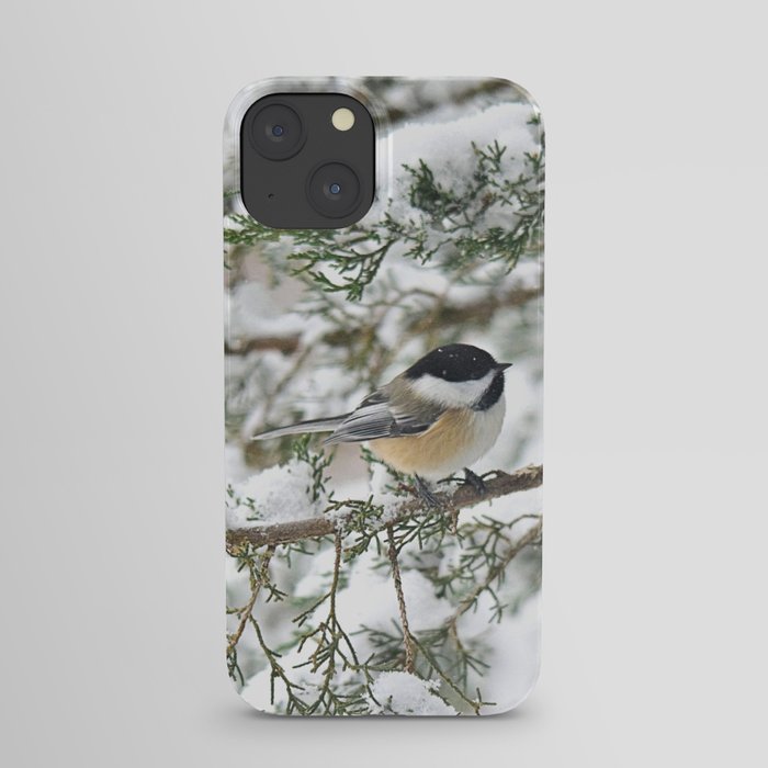 Christmas Snowstorm Chickadee iPhone Case