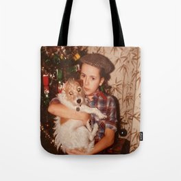 Girl and Dog Vintage Photo Tote Bag