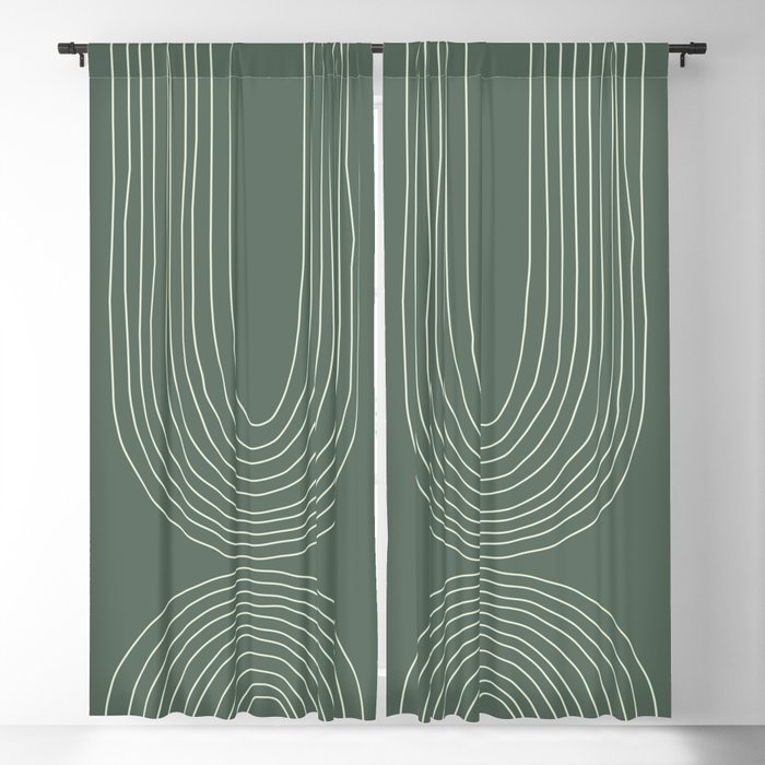 Hand drawn Geometric Lines in Forest Green 4 Blackout Curtain