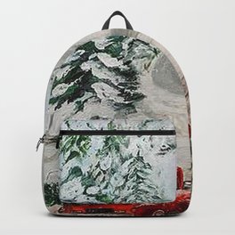 To Grandother's House We Go Backpack | Trees, Tree, Snow, Christmas, Painting, Grandmothershouse, Redtruck 