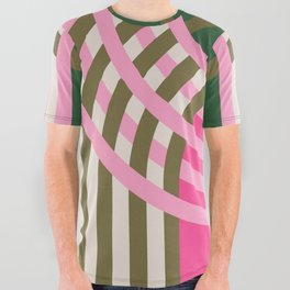 Green and Pink Balanced Rainbow Arcs All Over Graphic Tee