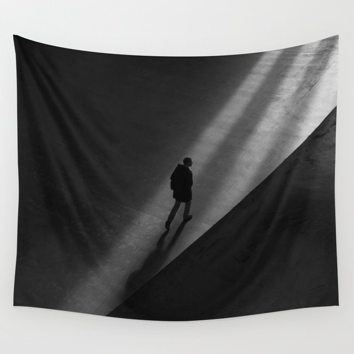 Walking by night - shadows and silhouttes industrial portrait black and white photograph / photography Wall Tapestry