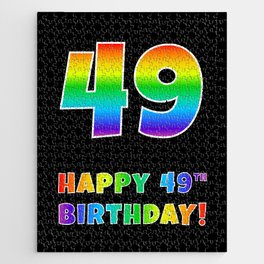 [ Thumbnail: HAPPY 49TH BIRTHDAY - Multicolored Rainbow Spectrum Gradient Jigsaw Puzzle ]