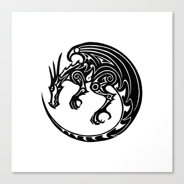 Tribal dragon - button design Canvas Print