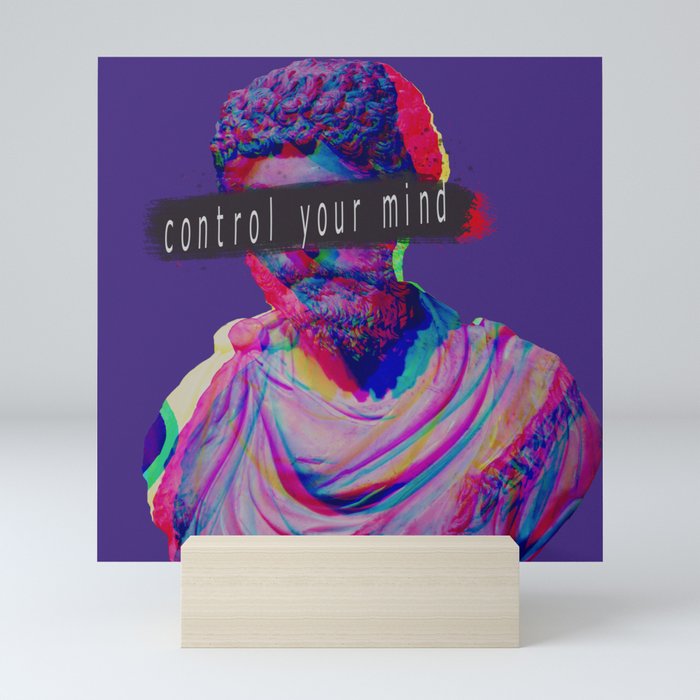 Control your mind vaporwave statue Marcus Aurelius Mini Art Print
