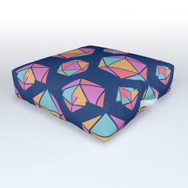 D20 color blocking - 90s blue vibe - icosahedron for nerds Outdoor Floor Cushion