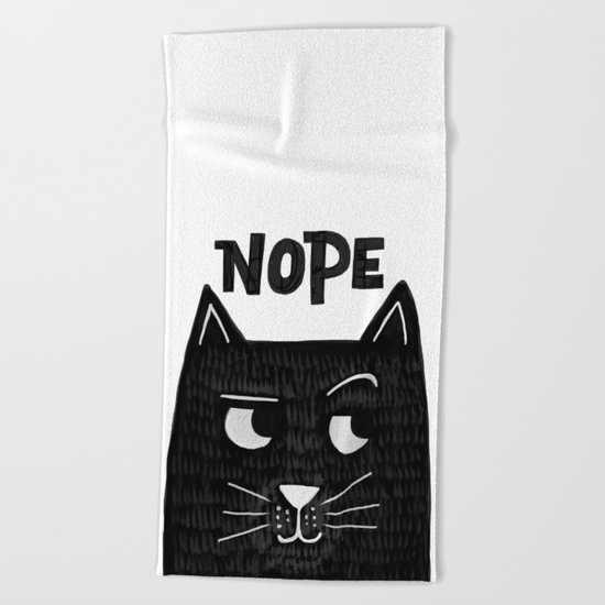 nope kitty Beach Towel