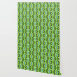 Green and Blue Tie Dye Batik Boho Stripes | Summer Festival Wallpaper