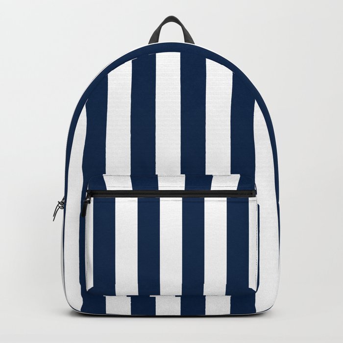 Narrow Vertical Stripes - White and Oxford Blue Backpack