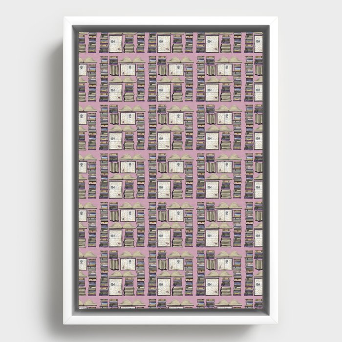 Dark Academia - Booktopia on pink Framed Canvas