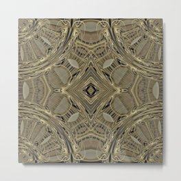 Metallic Chimes of Song - bronze beige gray black gold geometric string pattern Metal Print