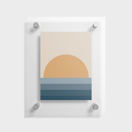 Minimal Retro Sunset / Sunrise - Ocean Blue Floating Acrylic Print