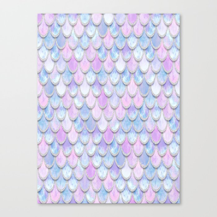 Pastel Glitter Mermaid Scales Canvas Print