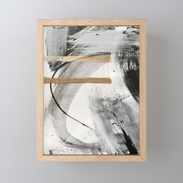 Armor [7]: a bold minimal abstract mixed media piece in gold, black and white Framed Mini Art Print