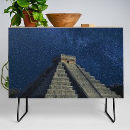 Mexico Photography - The Famous Ancient Building Under The Night Sky Credenza