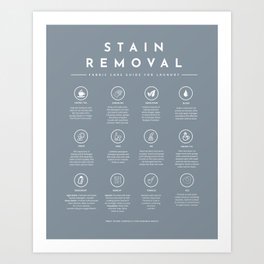 Stain Removal Instruction Laundry Guide Gray Mineral Art Print